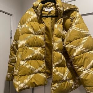 Ava & Viv Mustard Puffer Jacket with White Accents